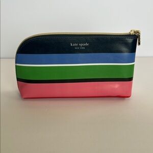 Kate Spade Multi-Colored Pencil Bag with Gold Zipper